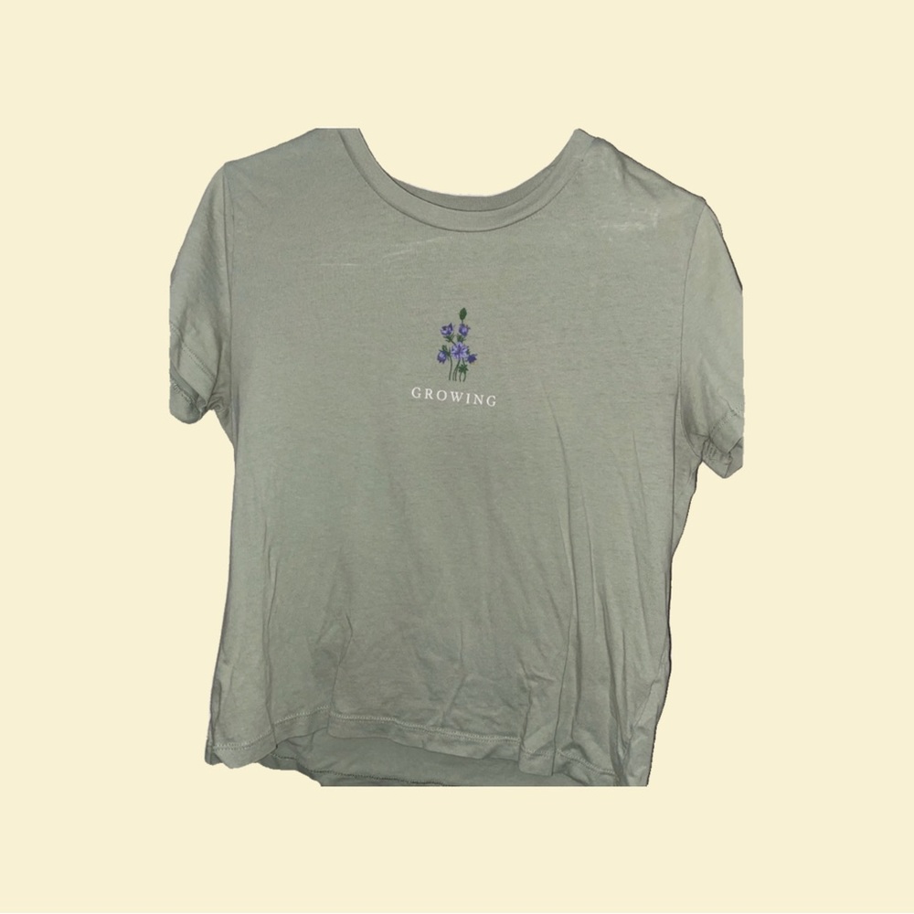 T-shirt, green, sage, green, flower/floral